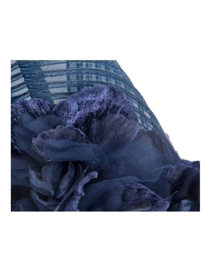 Large navy racing fascinator with flowers by Fillies Collection S306N image 3