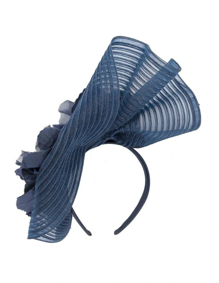 Large navy racing fascinator with flowers by Fillies Collection S306N image 4