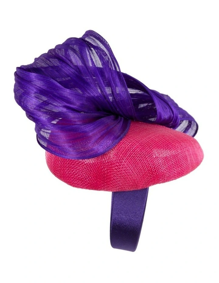 Fillies Collection fuchsia & purple pillbox fascinator with silk abaca bow S307FPR image 4