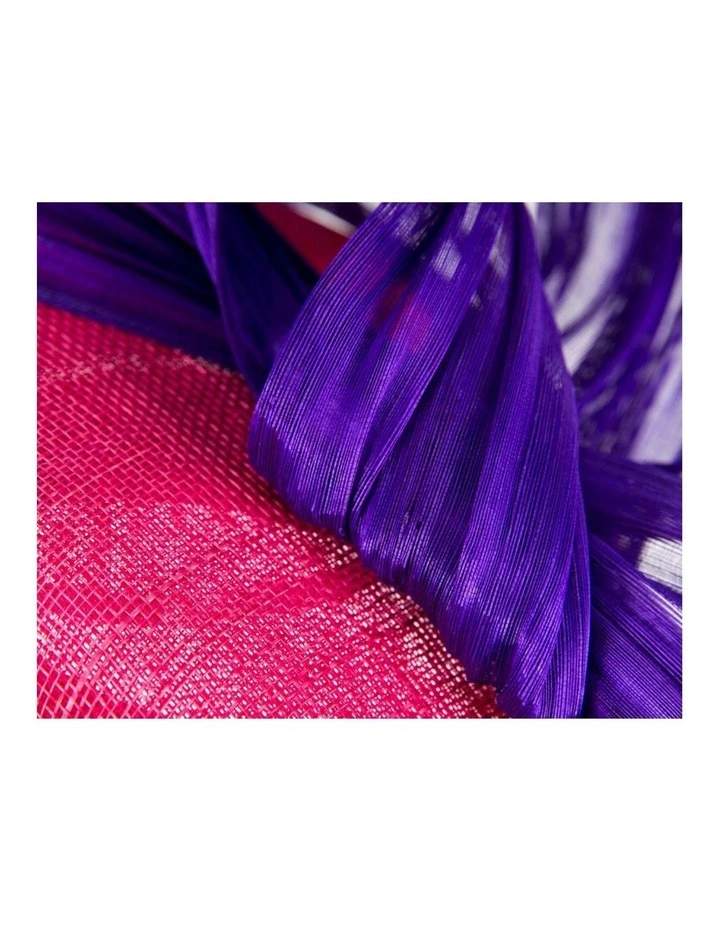 Fillies Collection fuchsia & purple pillbox fascinator with silk abaca bow S307FPR image 5