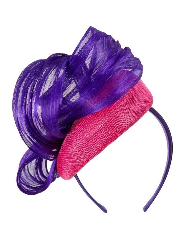 Fillies Collection fuchsia & purple pillbox fascinator with silk abaca bow S307FPR image 6