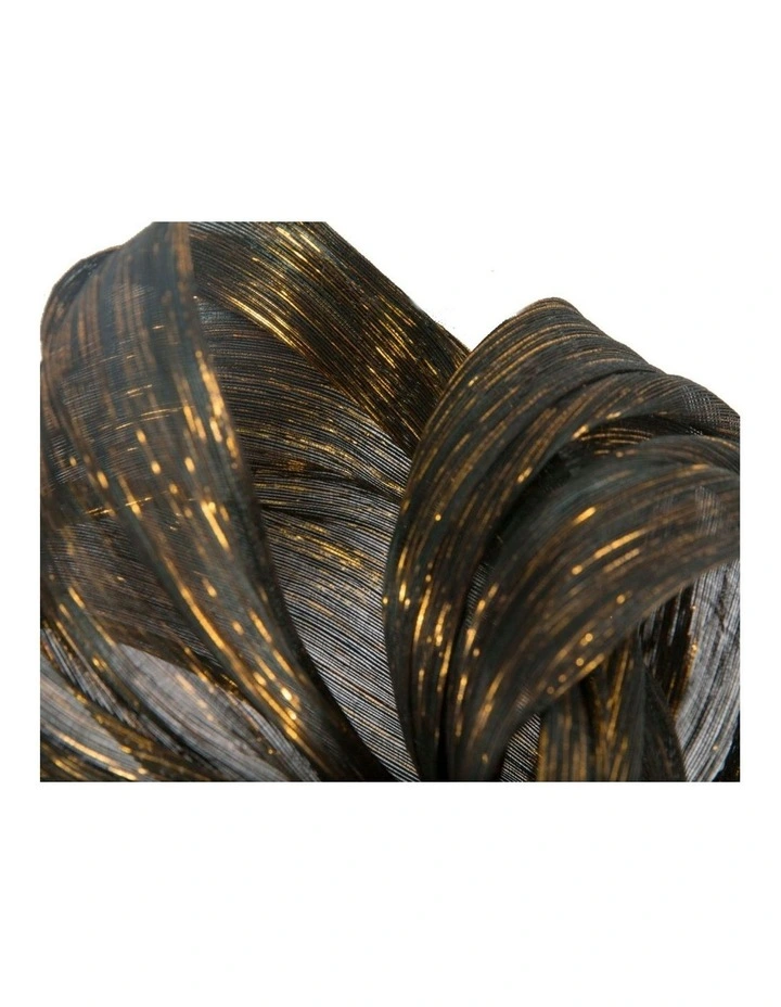 Fillies Collection Black & Gold Silk Abaca Sculptural Bow Fascinator S347BG image 3