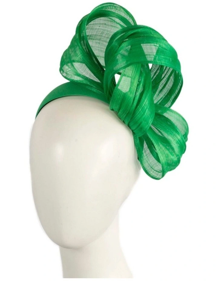 Fillies Collection Green Silk Abaca Fascinator with Sculptural Bow S347GRN image 2