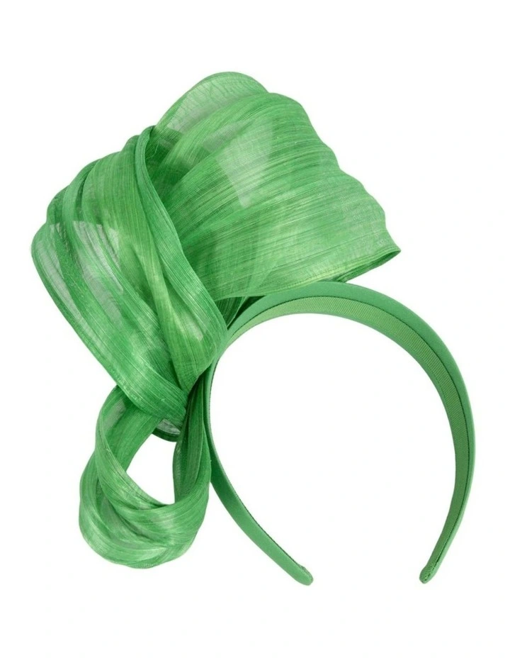 Fillies Collection Green Silk Abaca Fascinator with Sculptural Bow S347GRN image 4