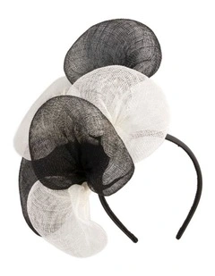 Max Alexander large black and white sinamay flower fascinator MA918BW