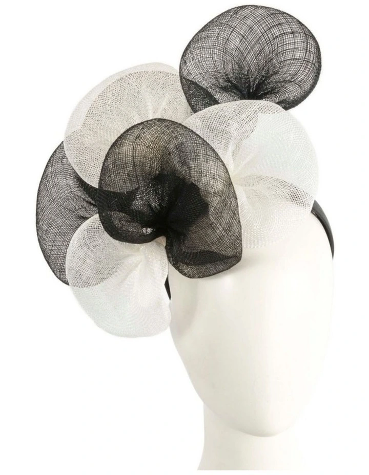 Max Alexander large black and white sinamay flower fascinator MA918BW image 2