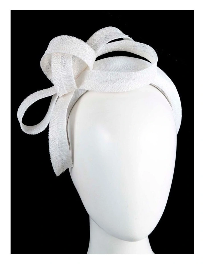 Max Alexander sculpted cream and white sinamay bow headband MA976WHT image 2