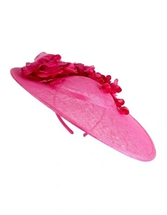 Max Alexander MA959F large fuchsia sinamay fascinator with flowers