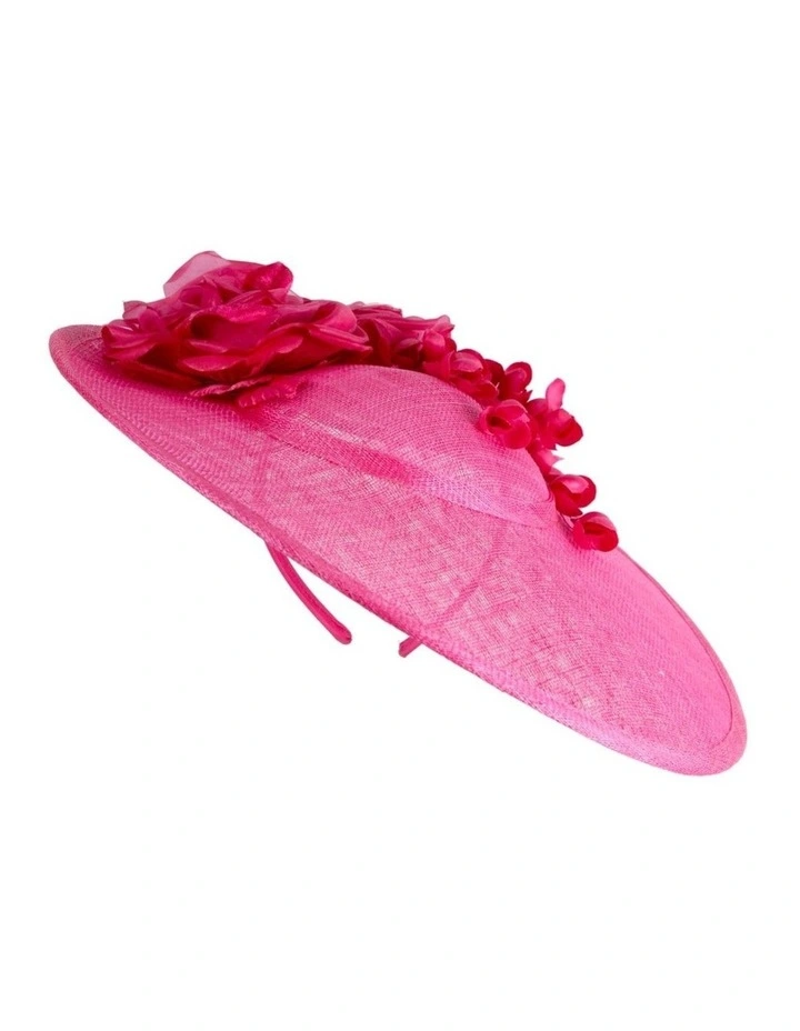 Max Alexander MA959F large fuchsia sinamay fascinator with flowers image 1