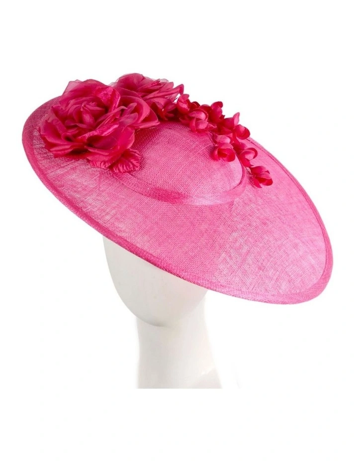 Max Alexander MA959F large fuchsia sinamay fascinator with flowers image 2