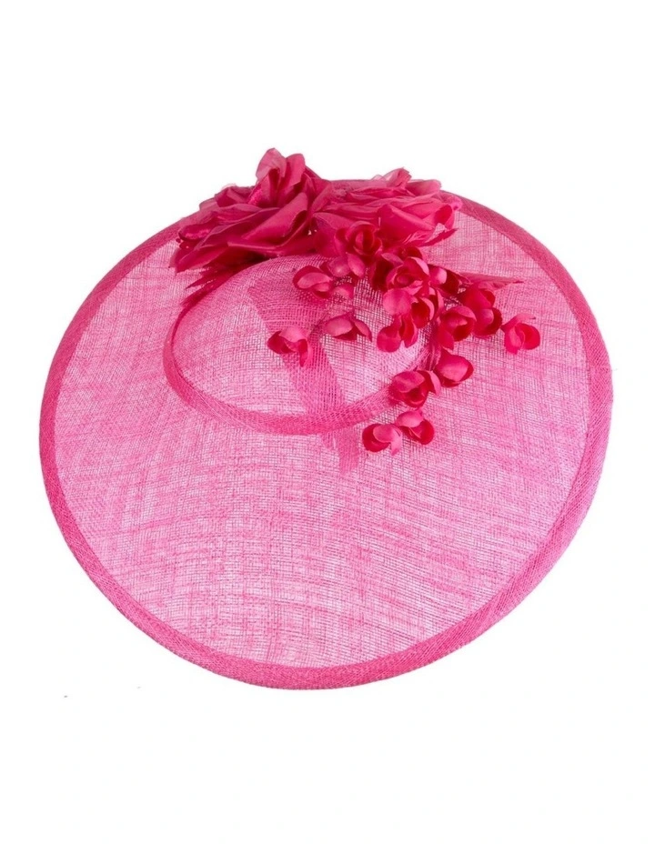 Max Alexander MA959F large fuchsia sinamay fascinator with flowers image 3