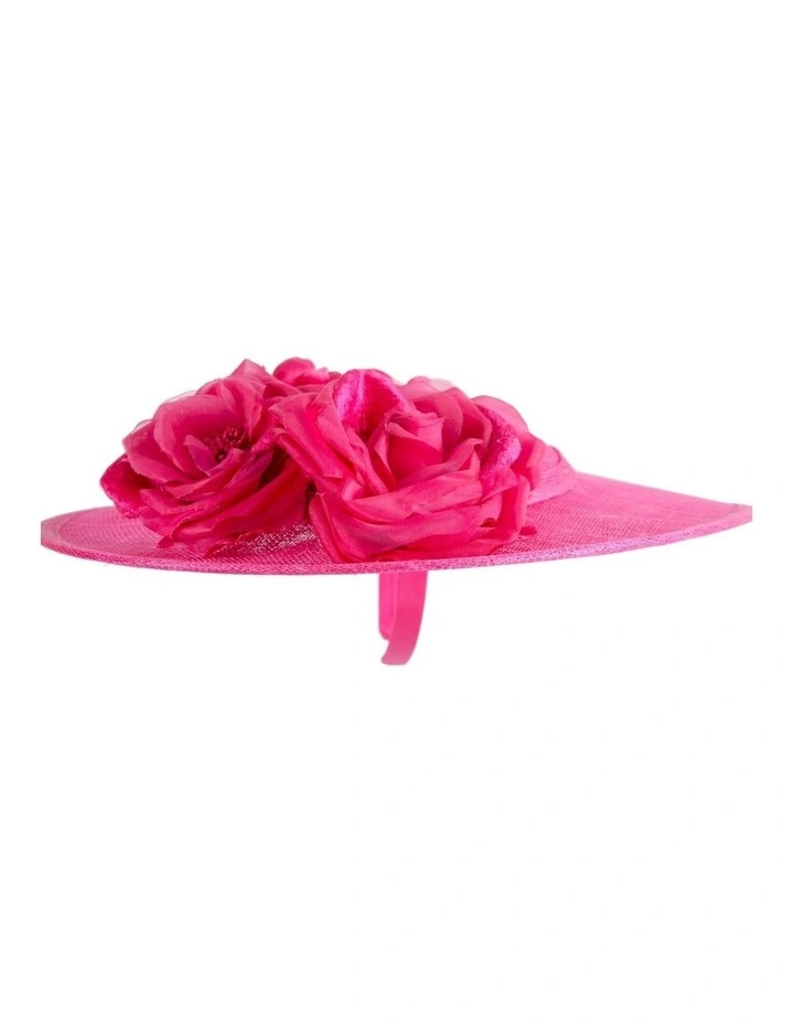 Max Alexander MA959F large fuchsia sinamay fascinator with flowers image 4