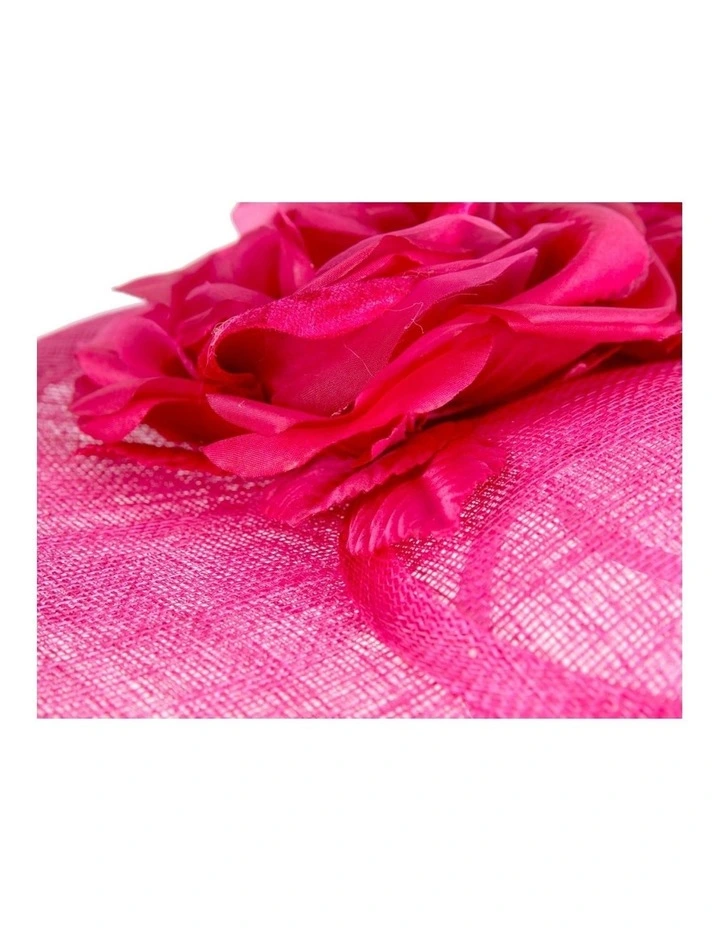 Max Alexander MA959F large fuchsia sinamay fascinator with flowers image 5