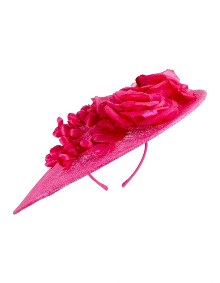 Max Alexander MA959F large fuchsia sinamay fascinator with flowers image 6