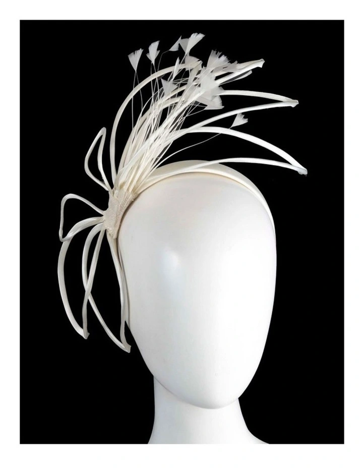 Max Alexander thin cream fascinator with feathers MA975C image 2