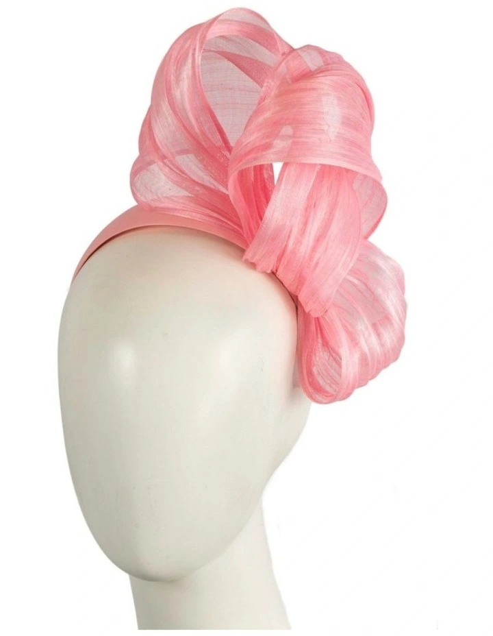 Pink Silk Abaca Fascinator with Sculptural Bow by Fillies Collection S347PI image 2
