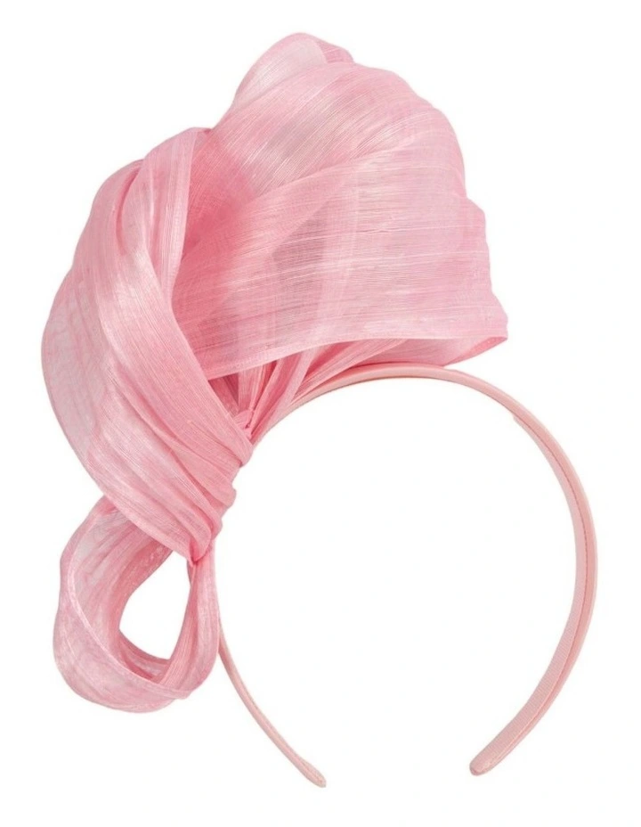 Pink Silk Abaca Fascinator with Sculptural Bow by Fillies Collection S347PI image 4