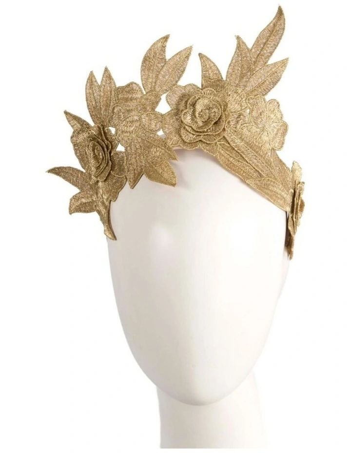 Max Alexander gold lace crown fascinator headband MA974G image 2