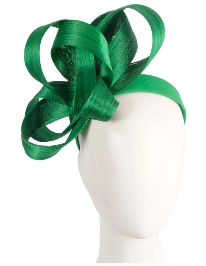 Fillies Collection green silk abaca loops racing fascinator S344GRN image 2