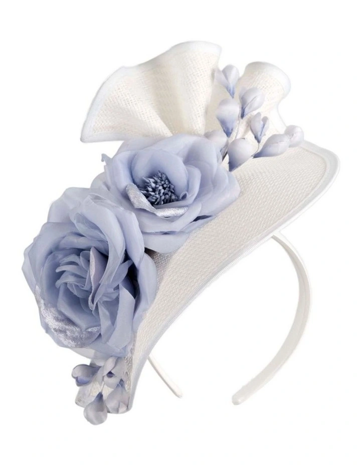 Fillies Collection S315WBL white and light blue racing fascinator image 1