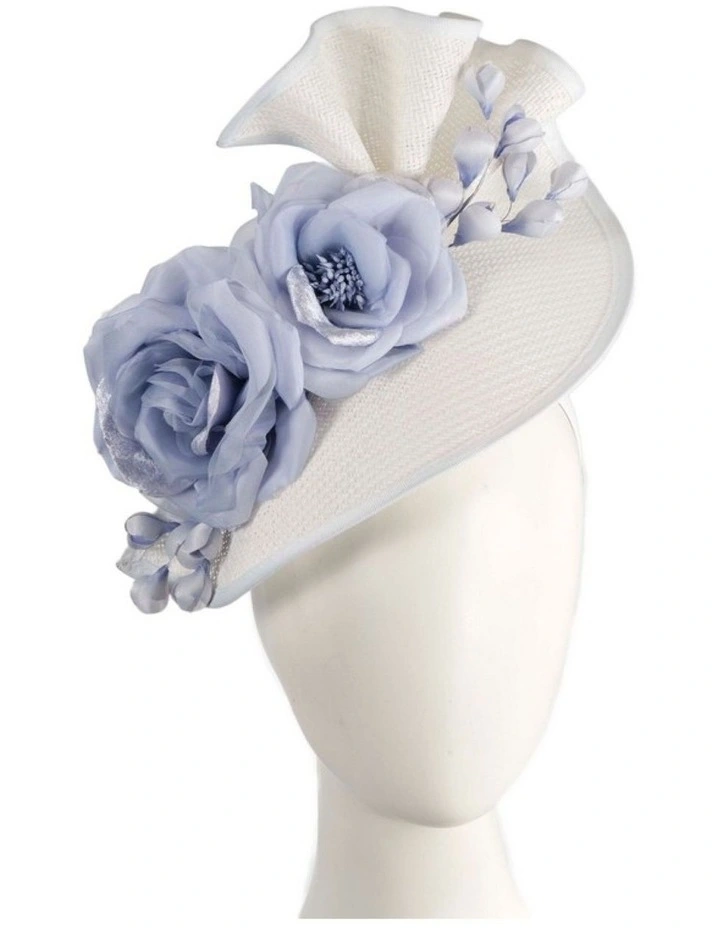 Fillies Collection S315WBL white and light blue racing fascinator image 2