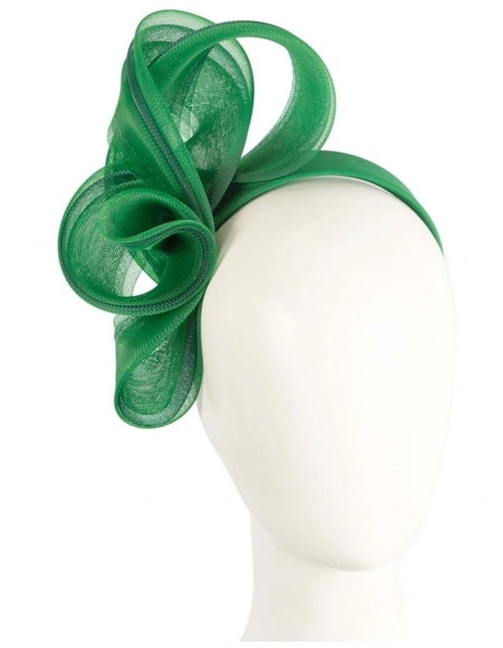 Fillies Collection green crinoline bow fascinator on headband S327GRN image 2