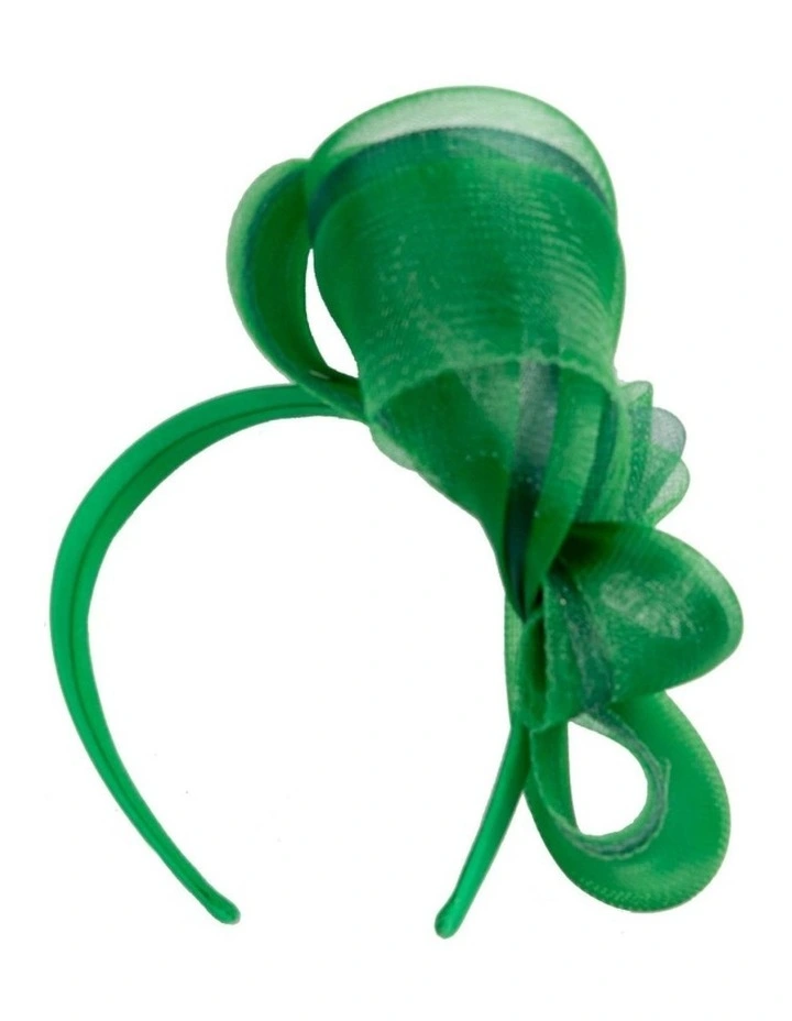 Fillies Collection green crinoline bow fascinator on headband S327GRN image 4