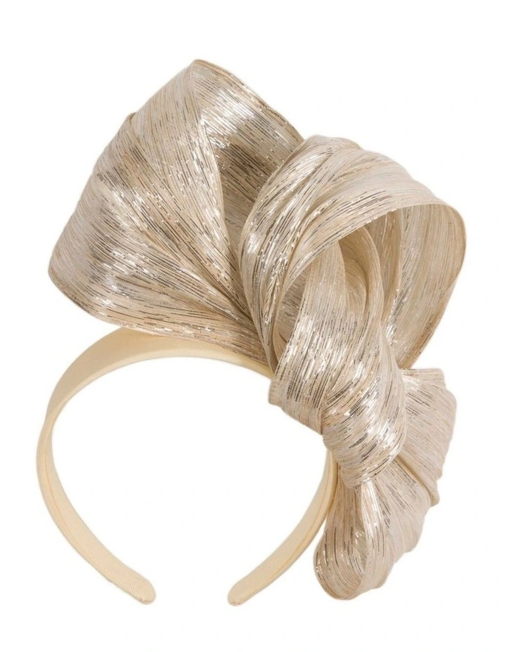 Silver Silk Abaca Fascinator with Sculptural Bow - Fillies Collection S347S image 1
