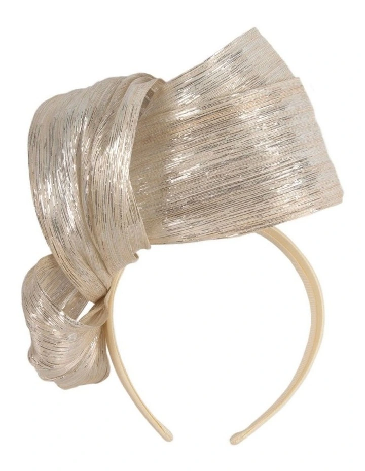 Silver Silk Abaca Fascinator with Sculptural Bow - Fillies Collection S347S image 4