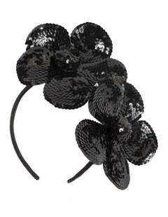Max Alexander Shiny Black Flower Fascinator MA939B