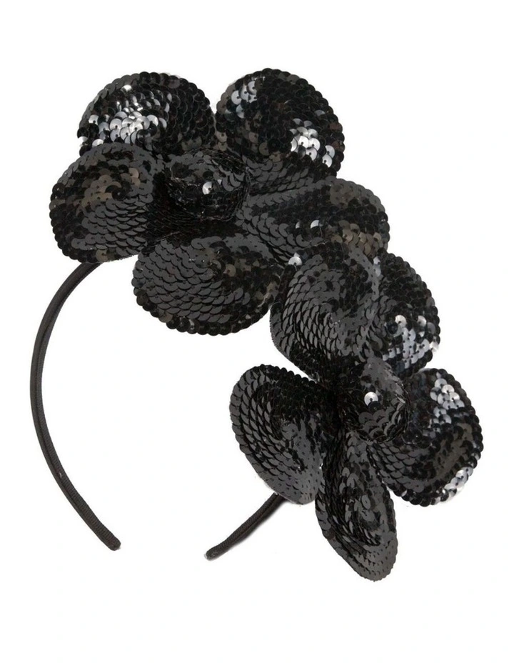 Max Alexander Shiny Black Flower Fascinator MA939B image 1