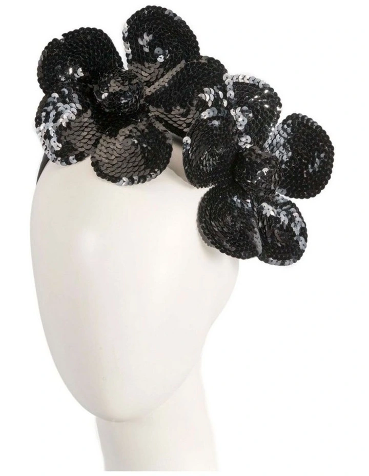 Max Alexander Shiny Black Flower Fascinator MA939B image 2