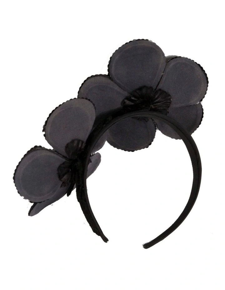 Max Alexander Shiny Black Flower Fascinator MA939B image 4