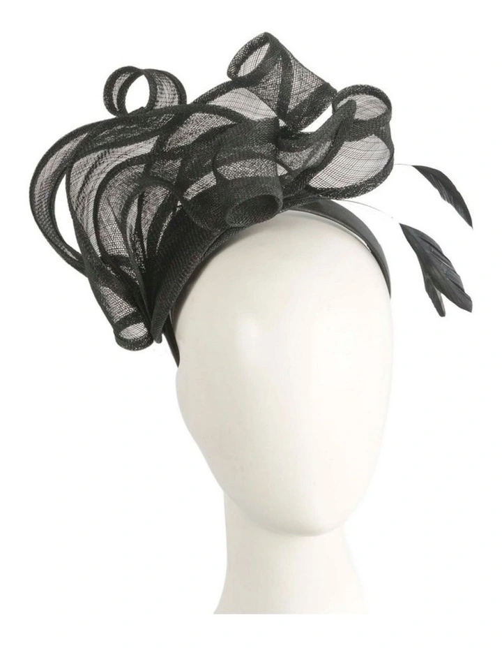 Max Alexander Large Black Sinamay Fascinator MA931B image 2