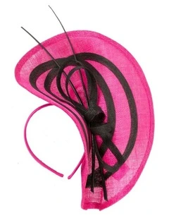 Max Alexander large fuchsia and black sinamay fascinator MA961F