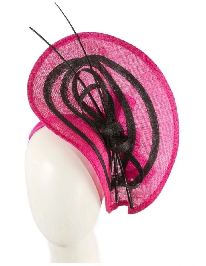 Max Alexander large fuchsia and black sinamay fascinator MA961F image 2