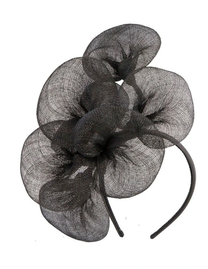 Max Alexander Large Black Sinamay Flower Fascinator MA918B image 1