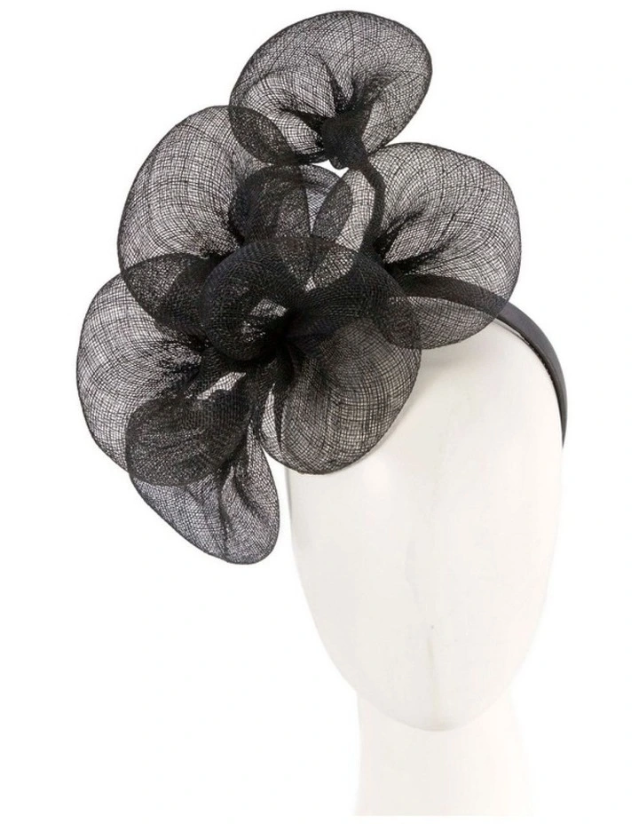 Max Alexander Large Black Sinamay Flower Fascinator MA918B image 2