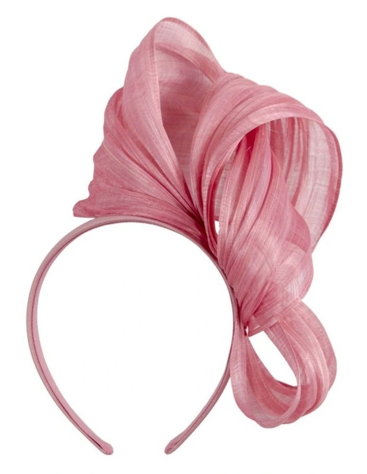 Dusty Pink Silk Abaca Fascinator with Sculptural Bow by Fillies Collection S347DP image 1