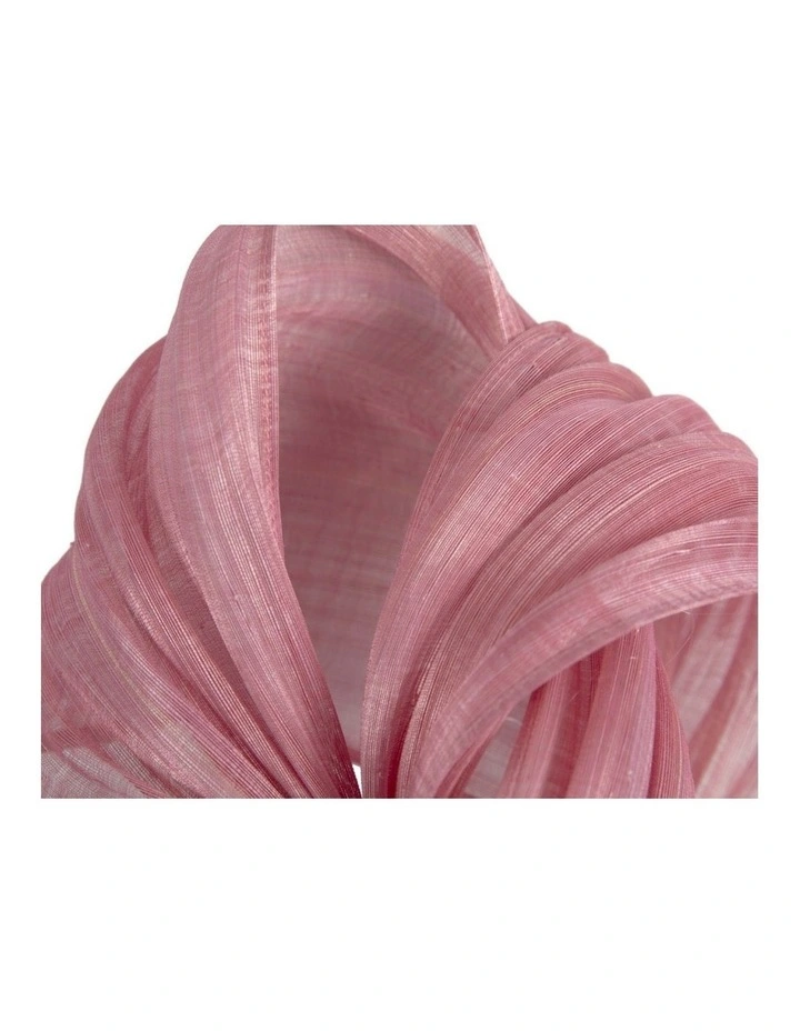 Dusty Pink Silk Abaca Fascinator with Sculptural Bow by Fillies Collection S347DP image 3