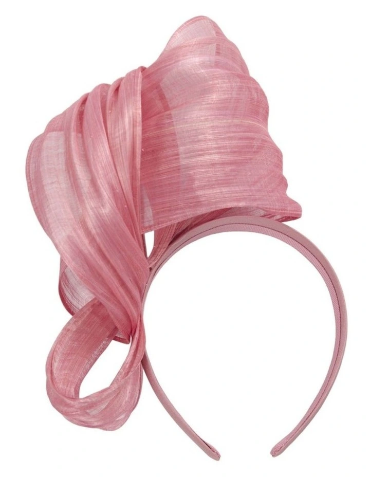 Dusty Pink Silk Abaca Fascinator with Sculptural Bow by Fillies Collection S347DP image 4