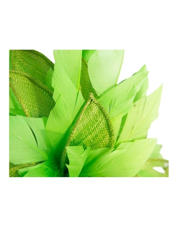 Max Alexander lime green feather and sinamay flower fascinator MA937LM image 3
