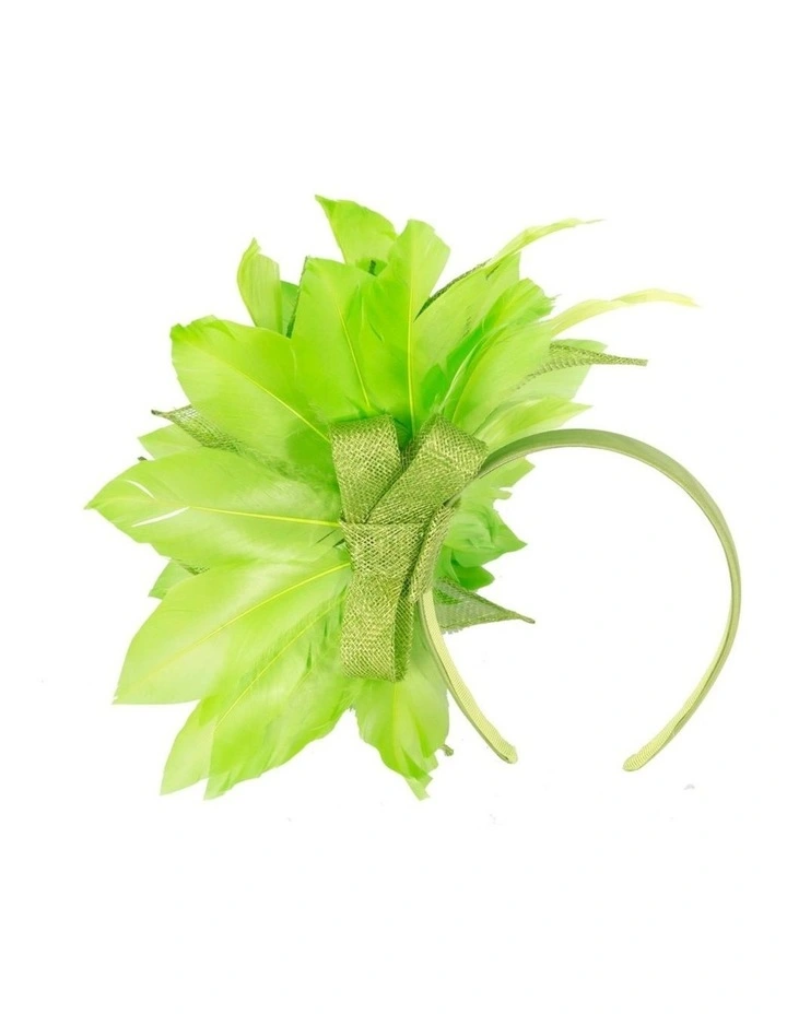 Max Alexander lime green feather and sinamay flower fascinator MA937LM image 4