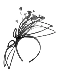 Max Alexander black wire fascinator with feathers MA975B
