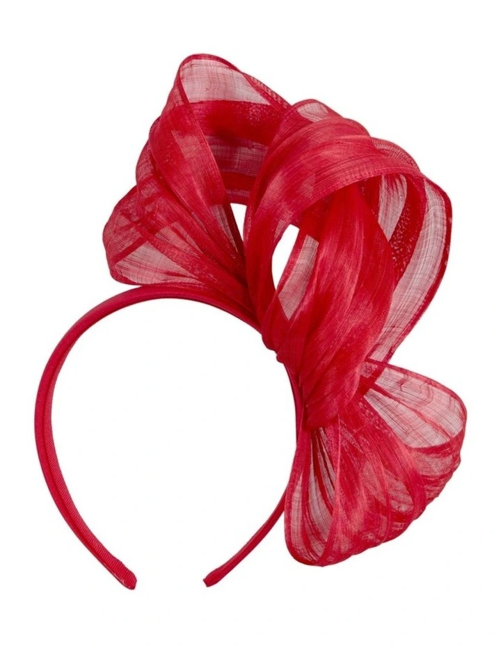 Fillies Collection Bright Red Silk Abaca Fascinator with Sculptural Bow S347BRD image 1