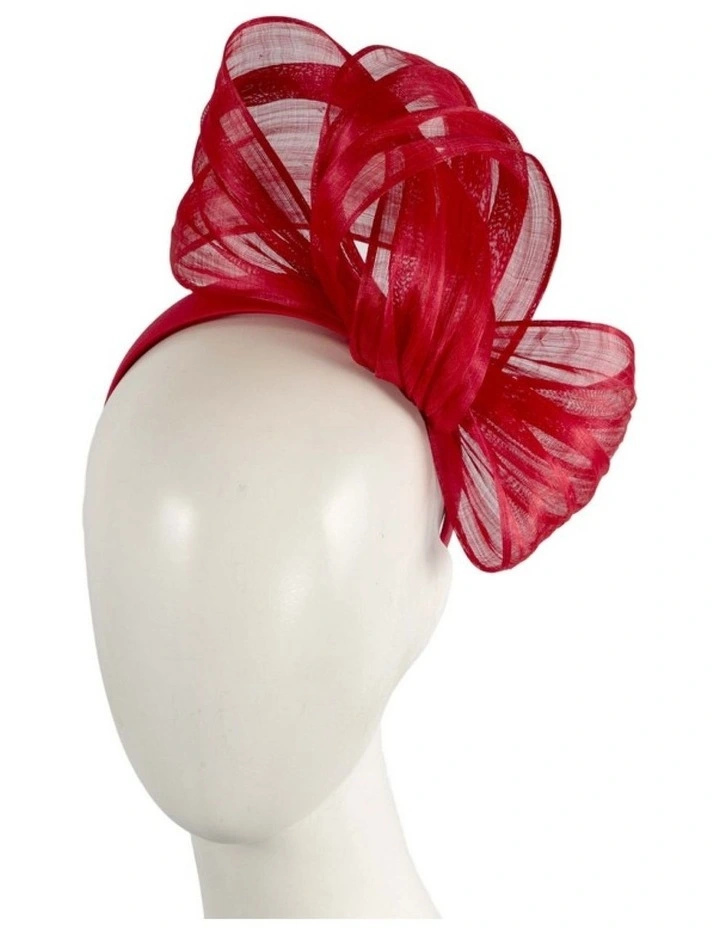 Fillies Collection Bright Red Silk Abaca Fascinator with Sculptural Bow S347BRD image 2