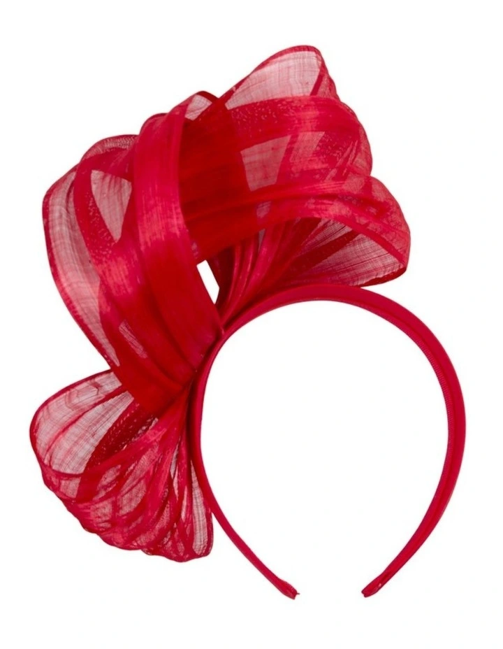 Fillies Collection Bright Red Silk Abaca Fascinator with Sculptural Bow S347BRD image 4