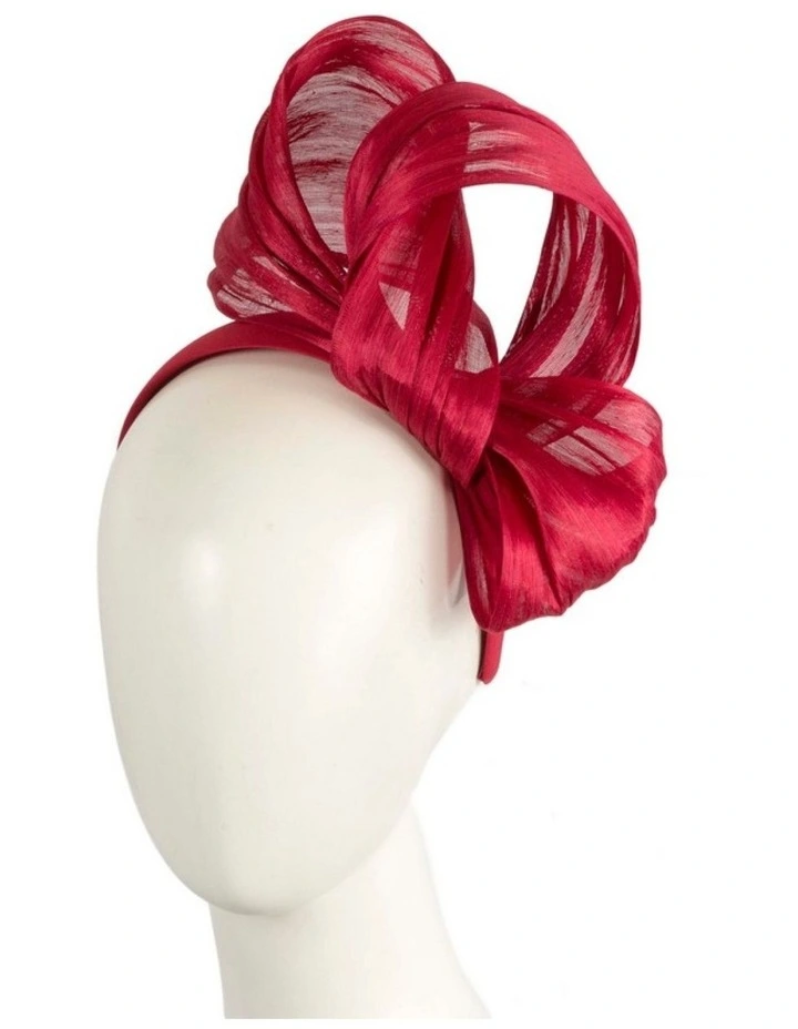 Fillies Collection Red Silk Abaca Sculptural Bow Fascinator S347R image 2