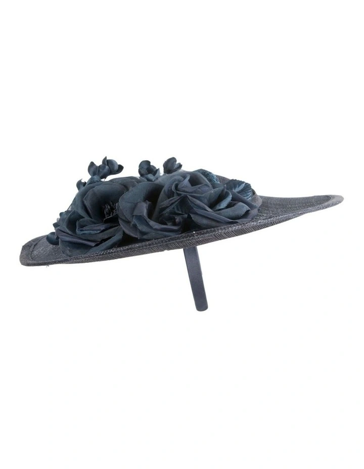 Max Alexander MA959N large navy sinamay fascinator with flower detail image 3