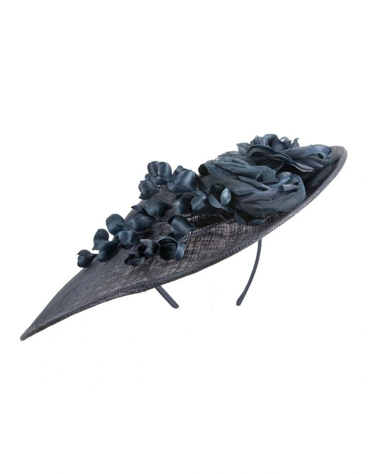 Max Alexander MA959N large navy sinamay fascinator with flower detail image 5